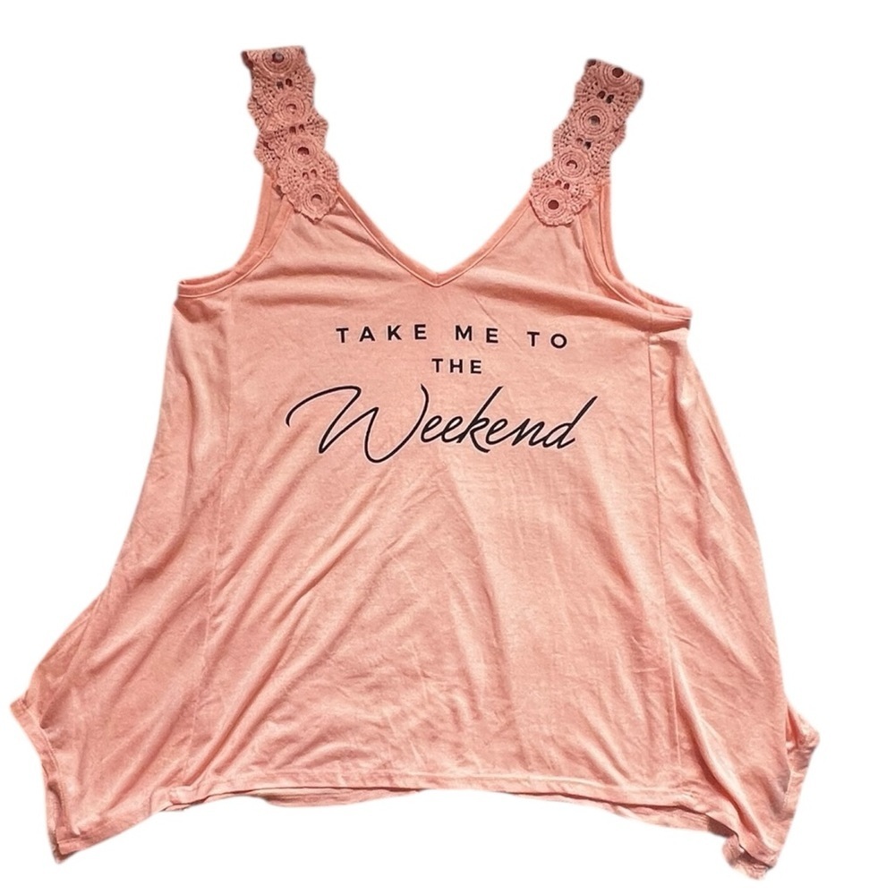 Hybrid Weekend Vibes Orange Tank Top L NWOT - Picture 4 of 6